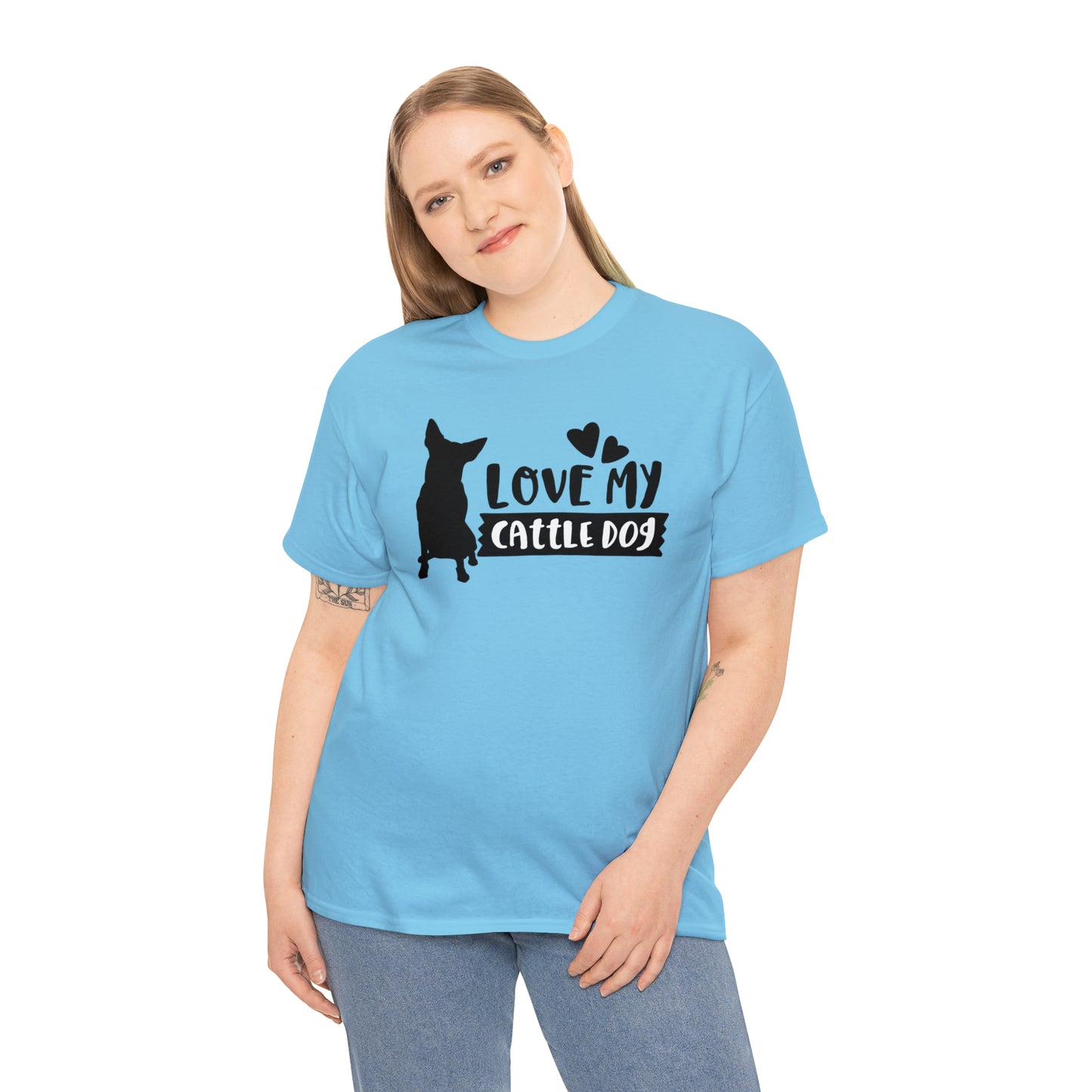 CATTLE DOG LOVE TEE-Unisex Heavy Cotton Tee