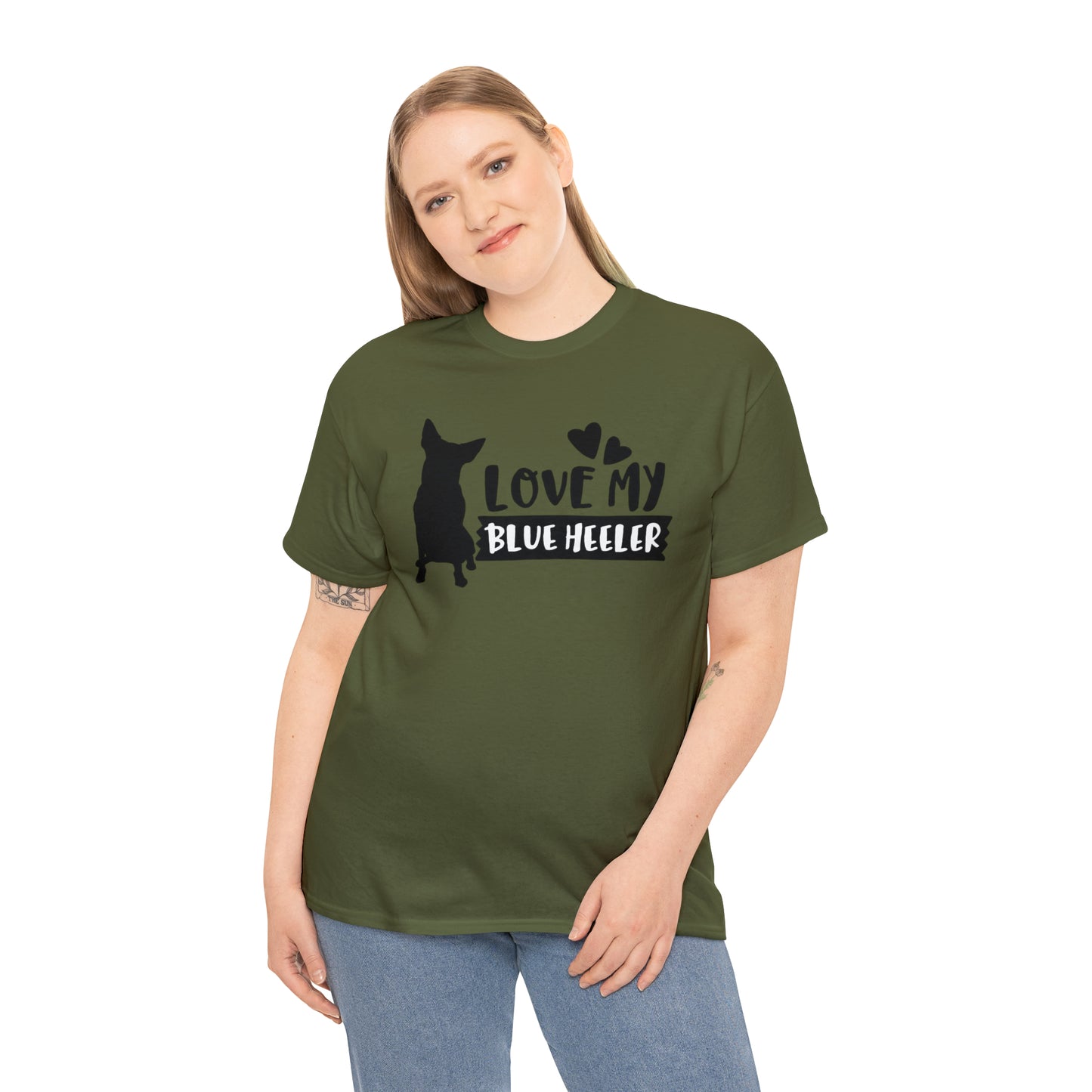 BLUE HEELER LOVE TEE-Unisex Heavy Cotton Tee