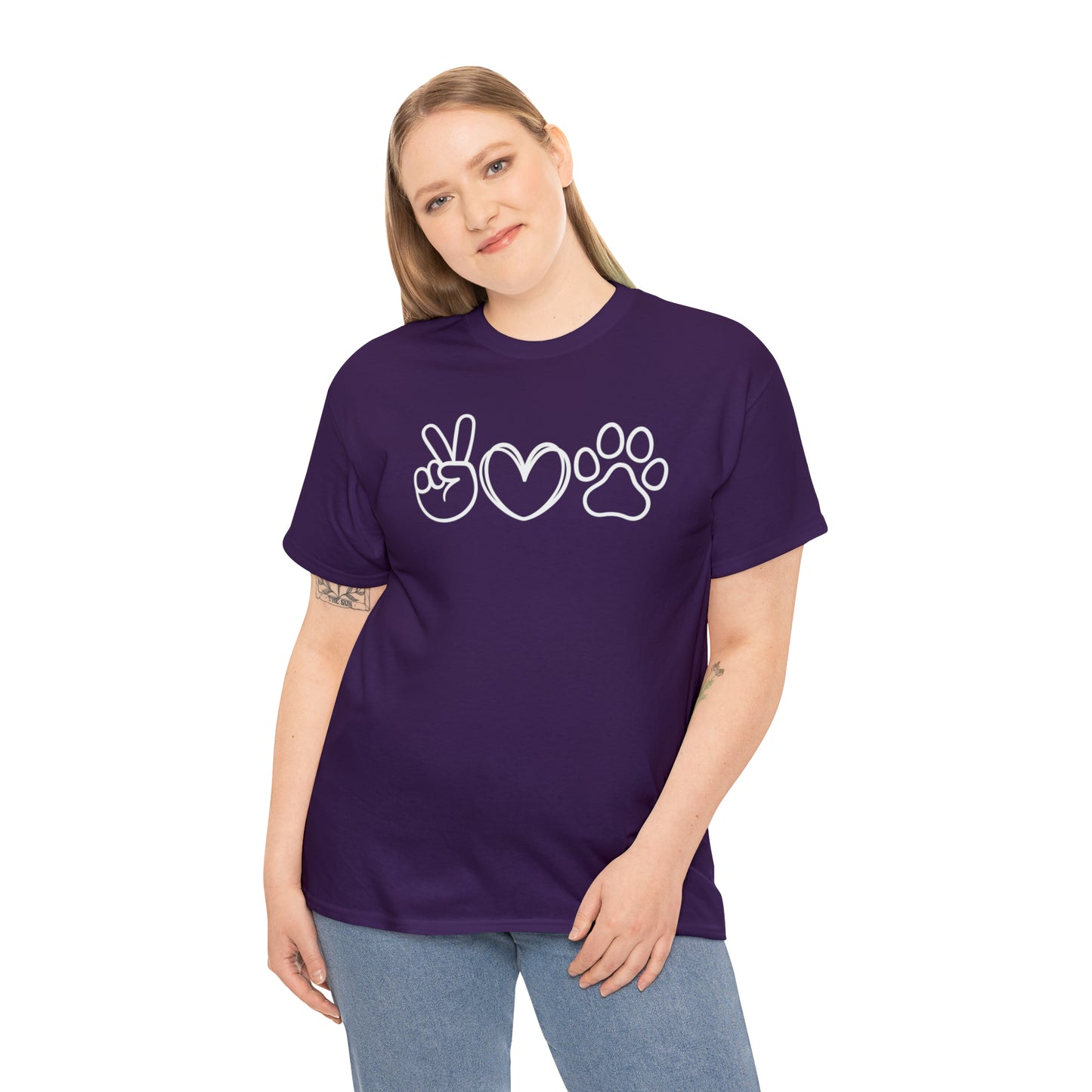 PEACE-LOVE-PAW TEE-ALL PROCEEDS DONATED TO ANIMAL RESCUE