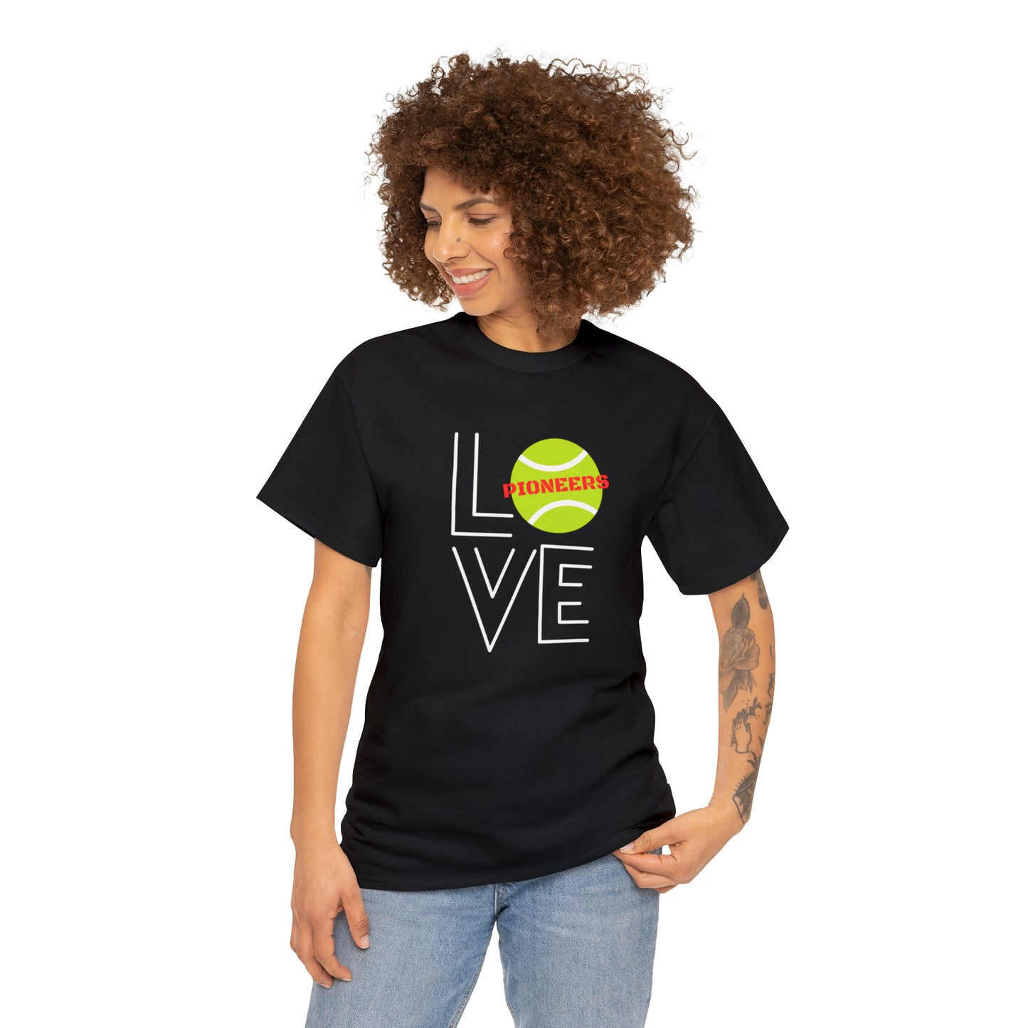 Omak Pioneers Tennis LOVE Tee-Unisex Heavy Cotton Tee