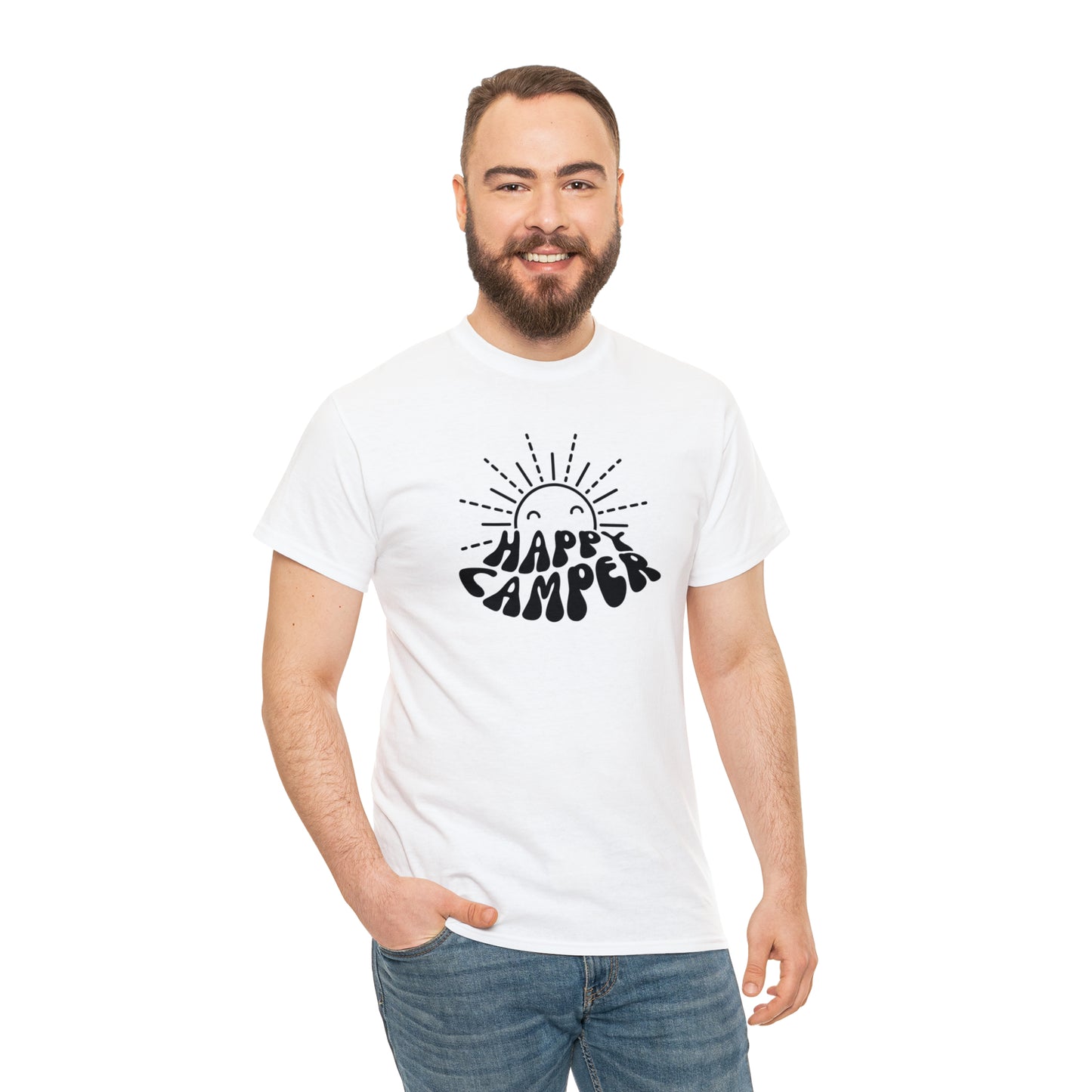 HAPPY CAMPER TEE-Unisex Heavy Cotton Tee