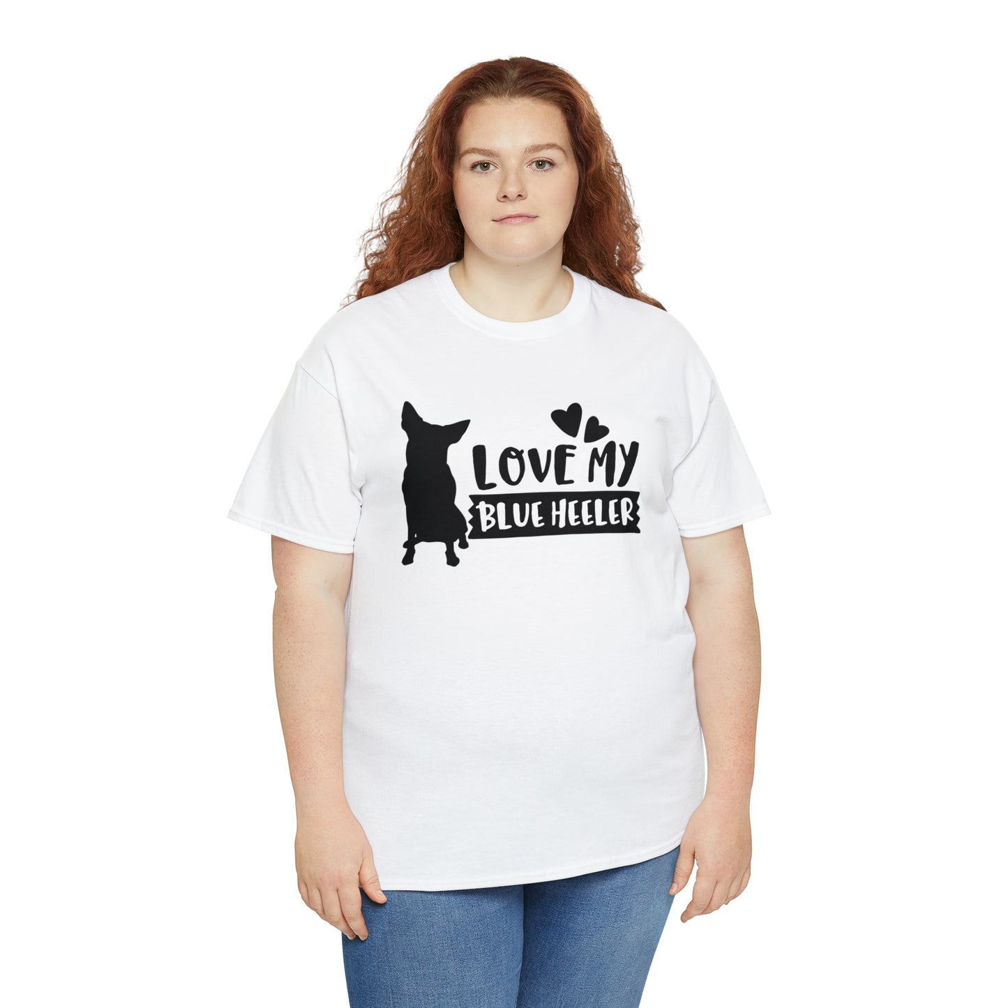 BLUE HEELER LOVE TEE-Unisex Heavy Cotton Tee