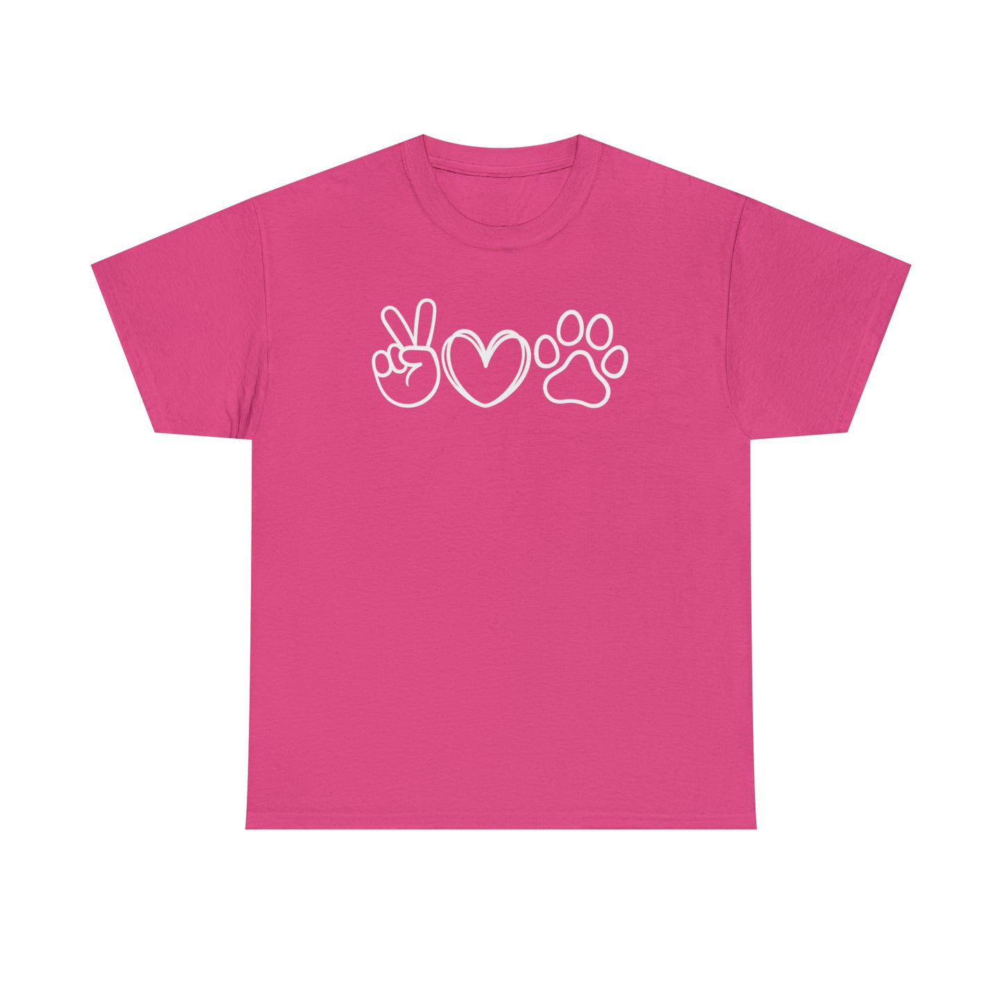 PEACE-LOVE-PAW TEE-ALL PROCEEDS DONATED TO ANIMAL RESCUE