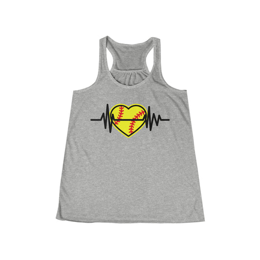 SOFTBALL HEARTBEAT-Women's Flowy Racerback Tank