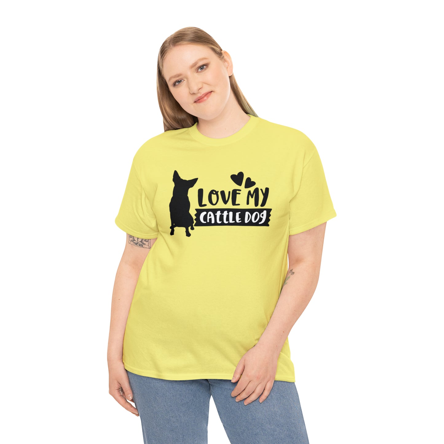 CATTLE DOG LOVE TEE-Unisex Heavy Cotton Tee