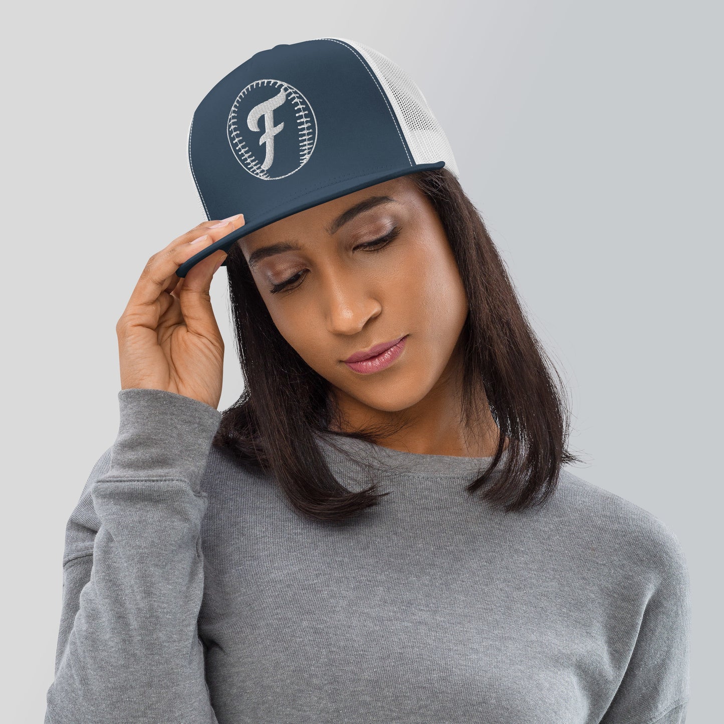 Farmers Baseball Trucker Cap-Navy