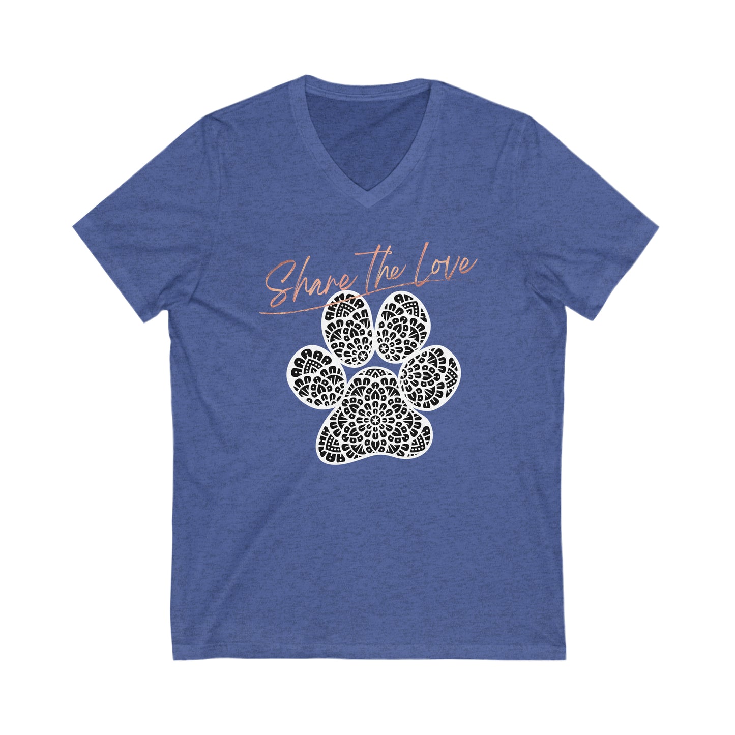 SHARE THE LOVE-PAW-Unisex Jersey Short Sleeve V-Neck Tee