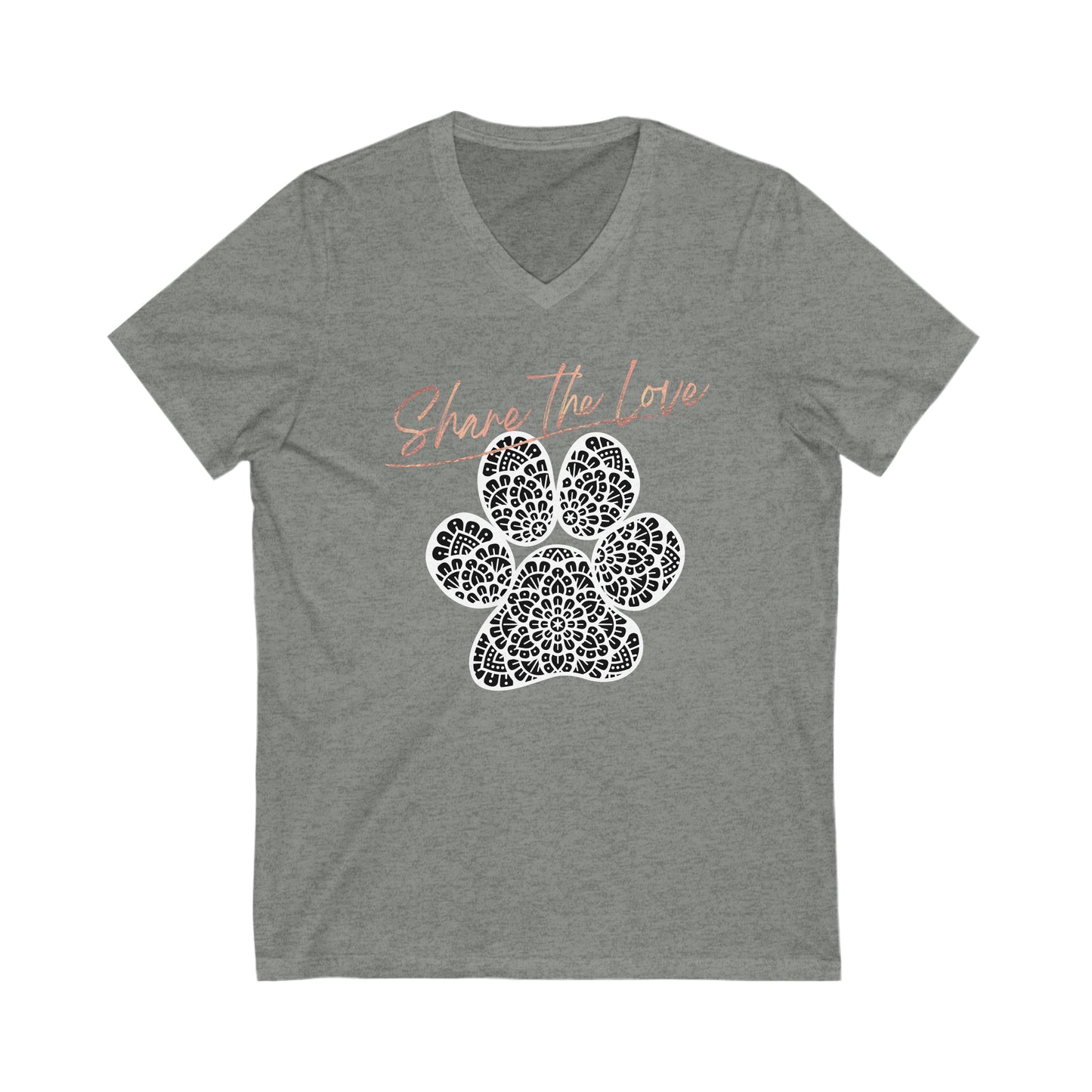 SHARE THE LOVE-PAW-Unisex Jersey Short Sleeve V-Neck Tee