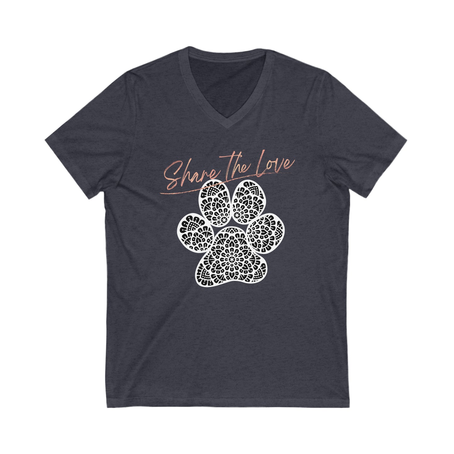 SHARE THE LOVE-PAW-Unisex Jersey Short Sleeve V-Neck Tee