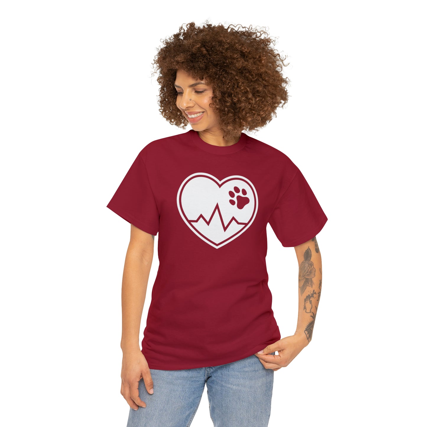 PAW HEARTBEAT TEE--ALL PROCEEDS DONATED TO ANIMAL RESCUE