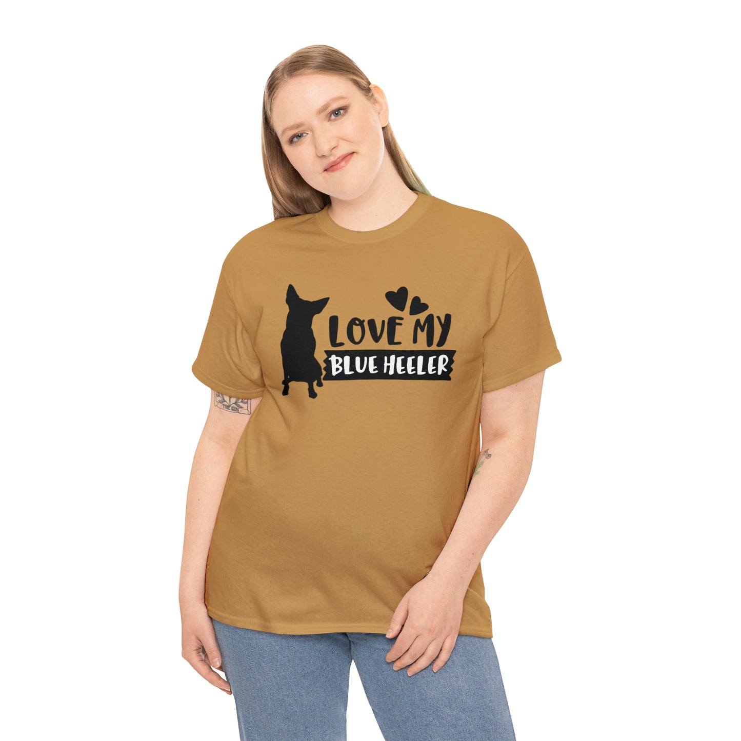 BLUE HEELER LOVE TEE-Unisex Heavy Cotton Tee