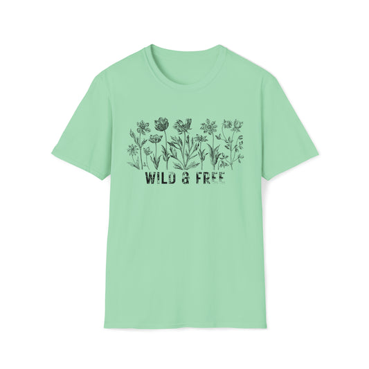 WILD AND FREE-FLOWERS-Unisex Softstyle T-Shirt