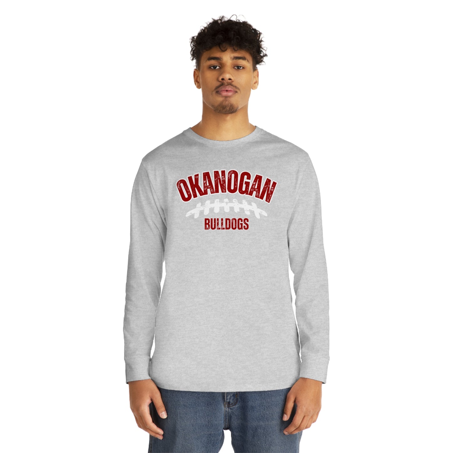 OK FOOTBALL LACES LONG SLEEVE-Long Sleeve Crewneck Tee