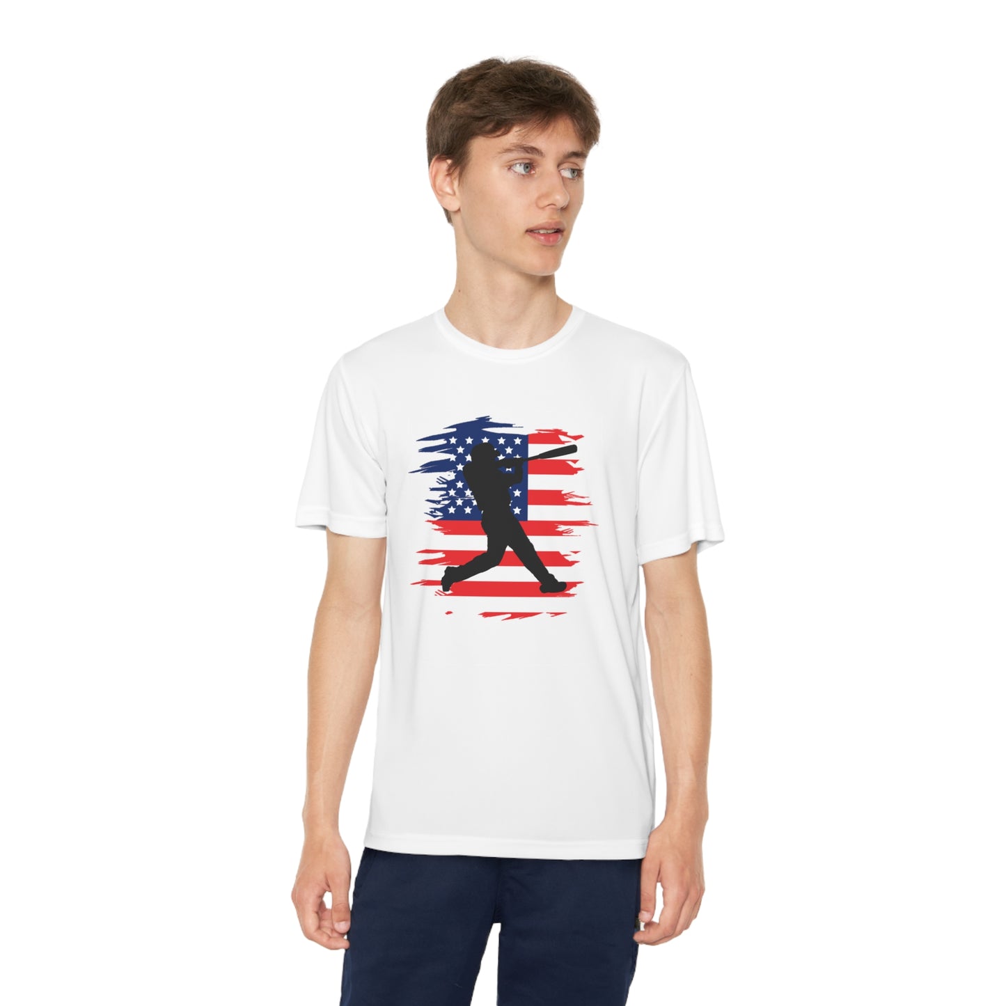 US Flag and Baseball tee-Youth Competitor Tee