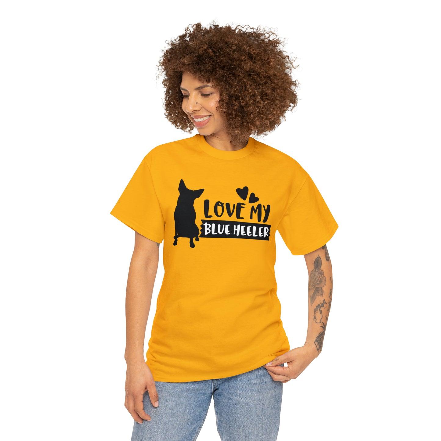 BLUE HEELER LOVE TEE-Unisex Heavy Cotton Tee