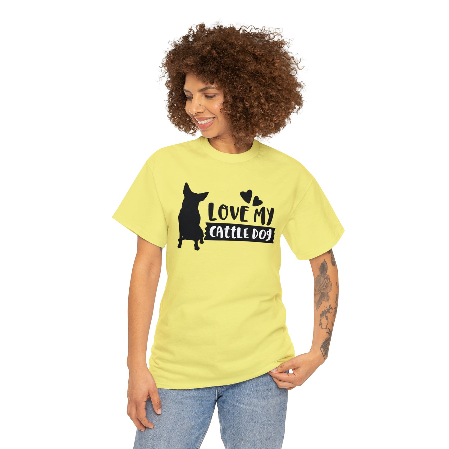 CATTLE DOG LOVE TEE-Unisex Heavy Cotton Tee