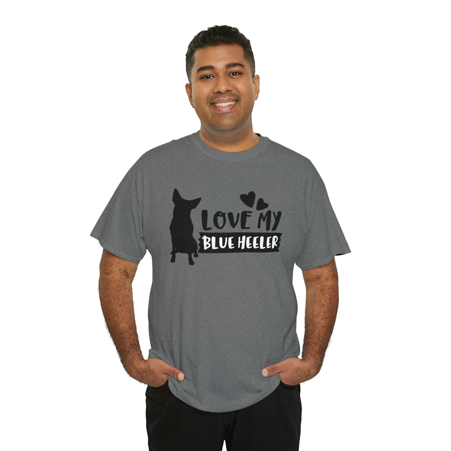 BLUE HEELER LOVE TEE-Unisex Heavy Cotton Tee