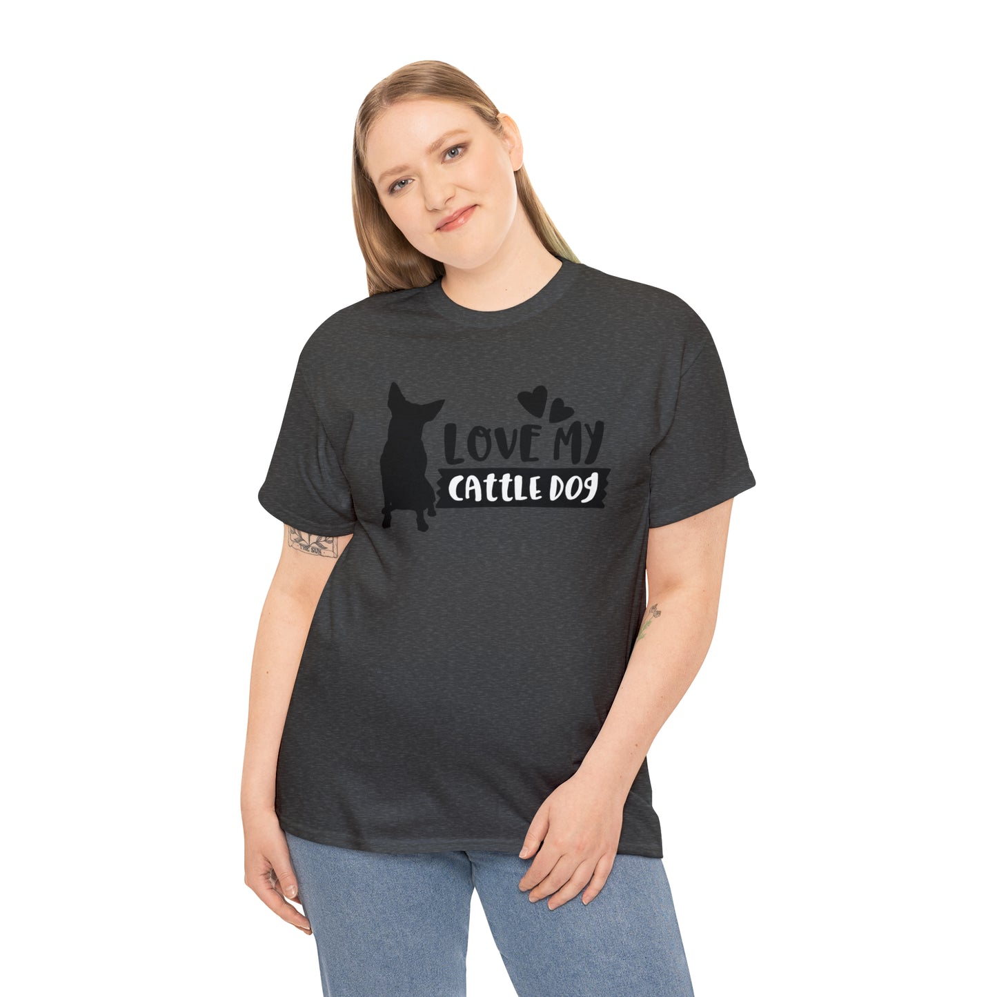 CATTLE DOG LOVE TEE-Unisex Heavy Cotton Tee