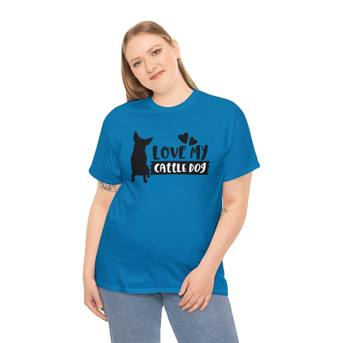 CATTLE DOG LOVE TEE-Unisex Heavy Cotton Tee