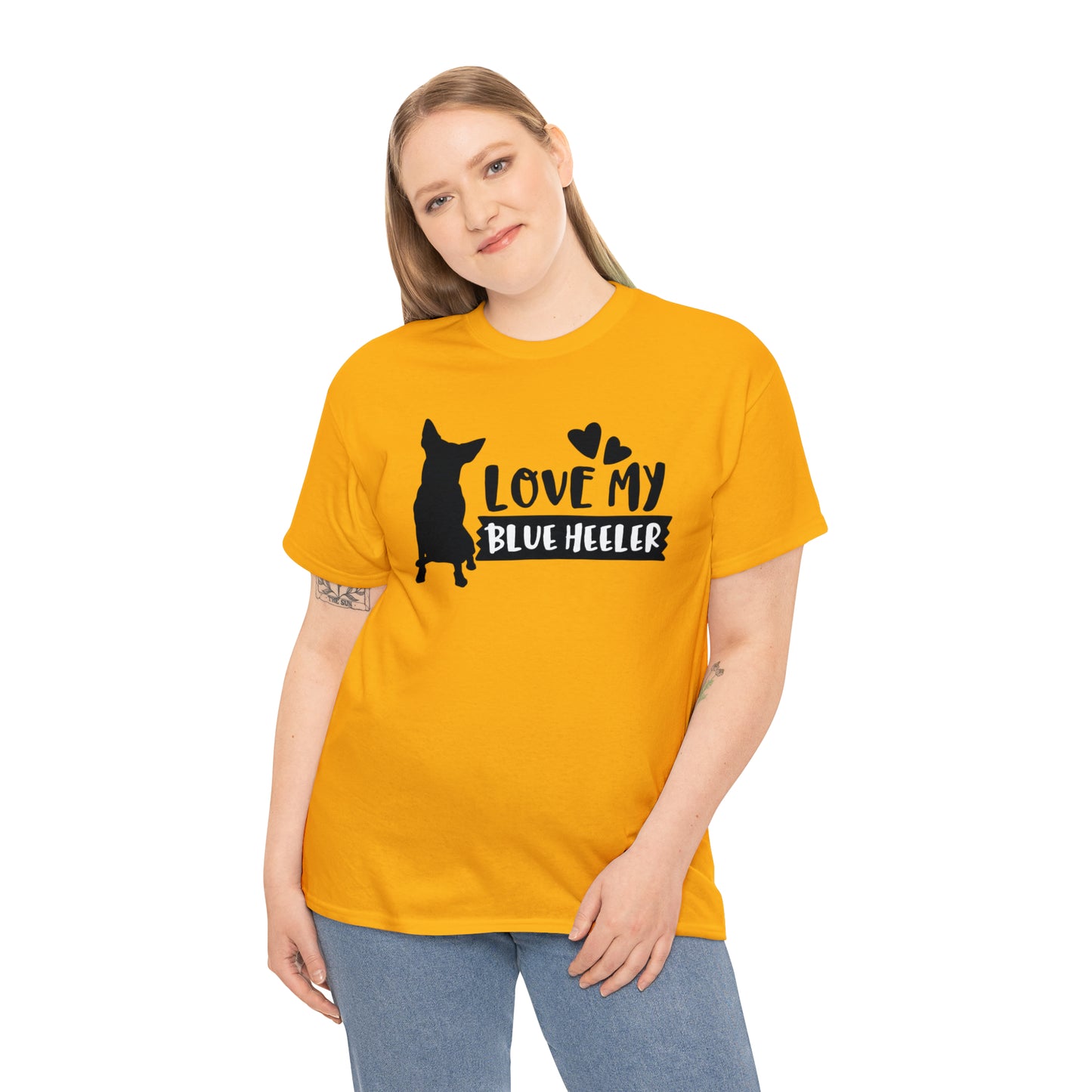 BLUE HEELER LOVE TEE-Unisex Heavy Cotton Tee