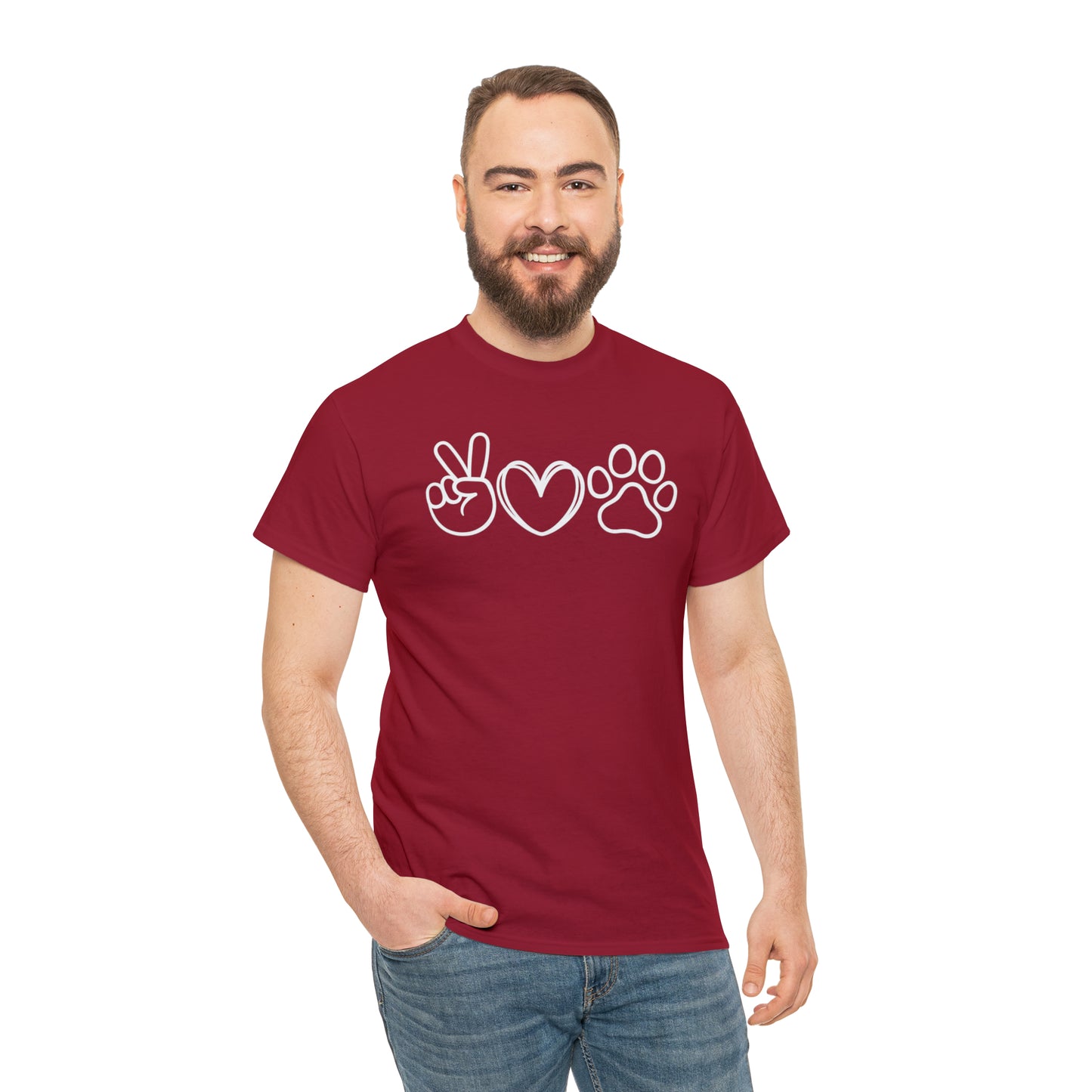 PEACE-LOVE-PAW TEE-ALL PROCEEDS DONATED TO ANIMAL RESCUE