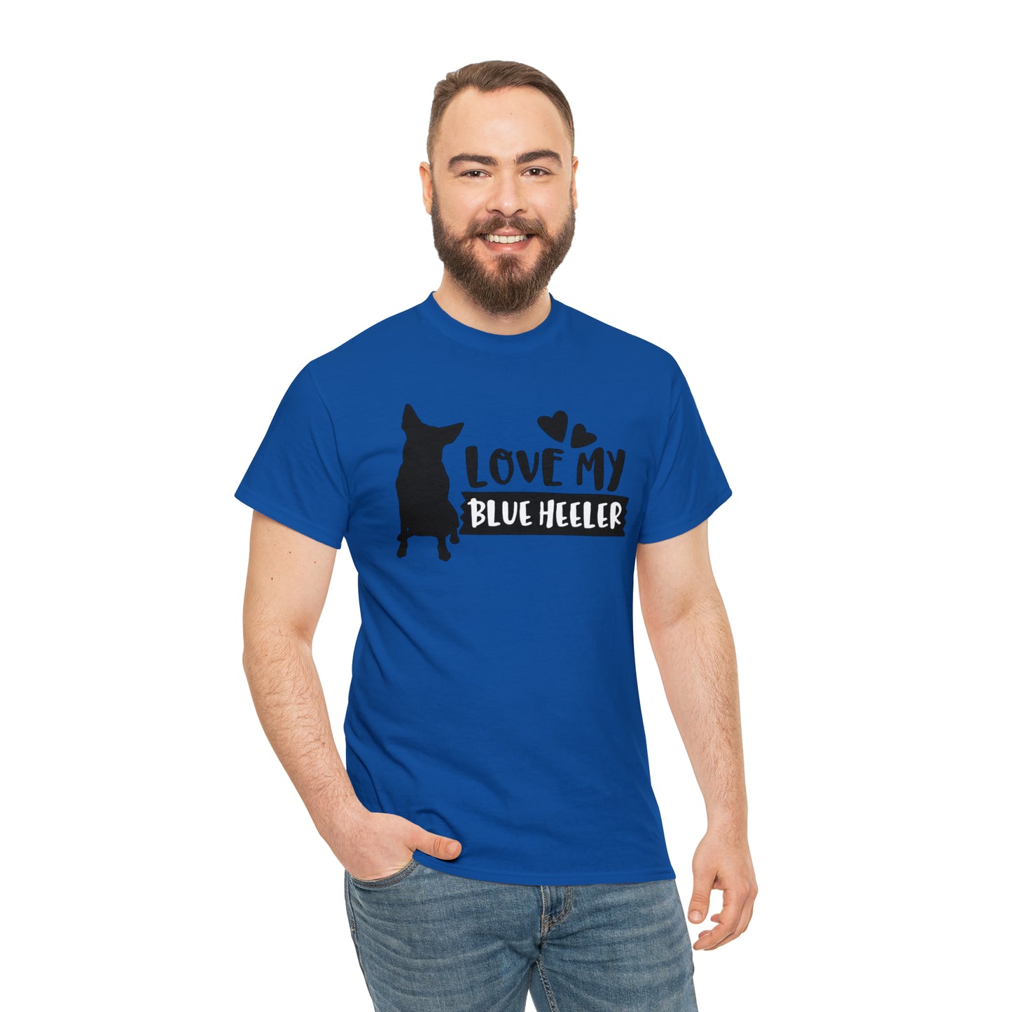 BLUE HEELER LOVE TEE-Unisex Heavy Cotton Tee