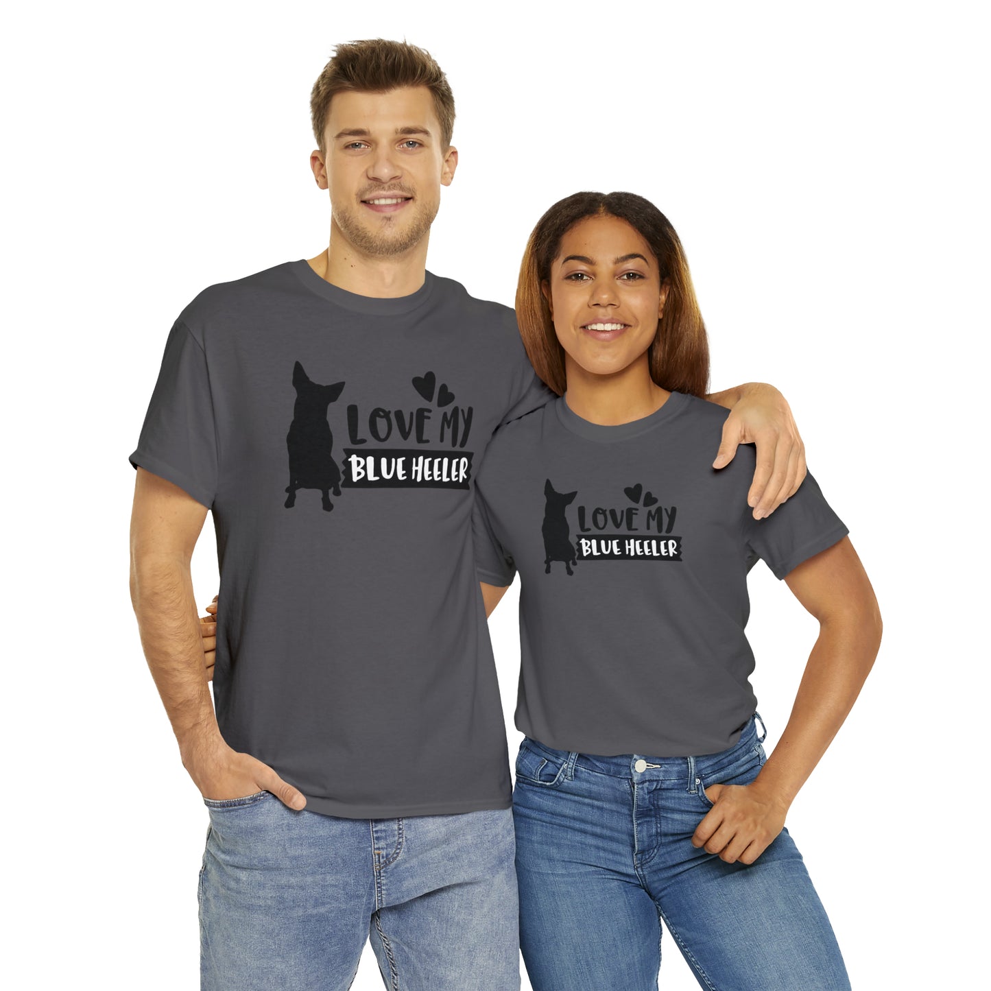 BLUE HEELER LOVE TEE-Unisex Heavy Cotton Tee