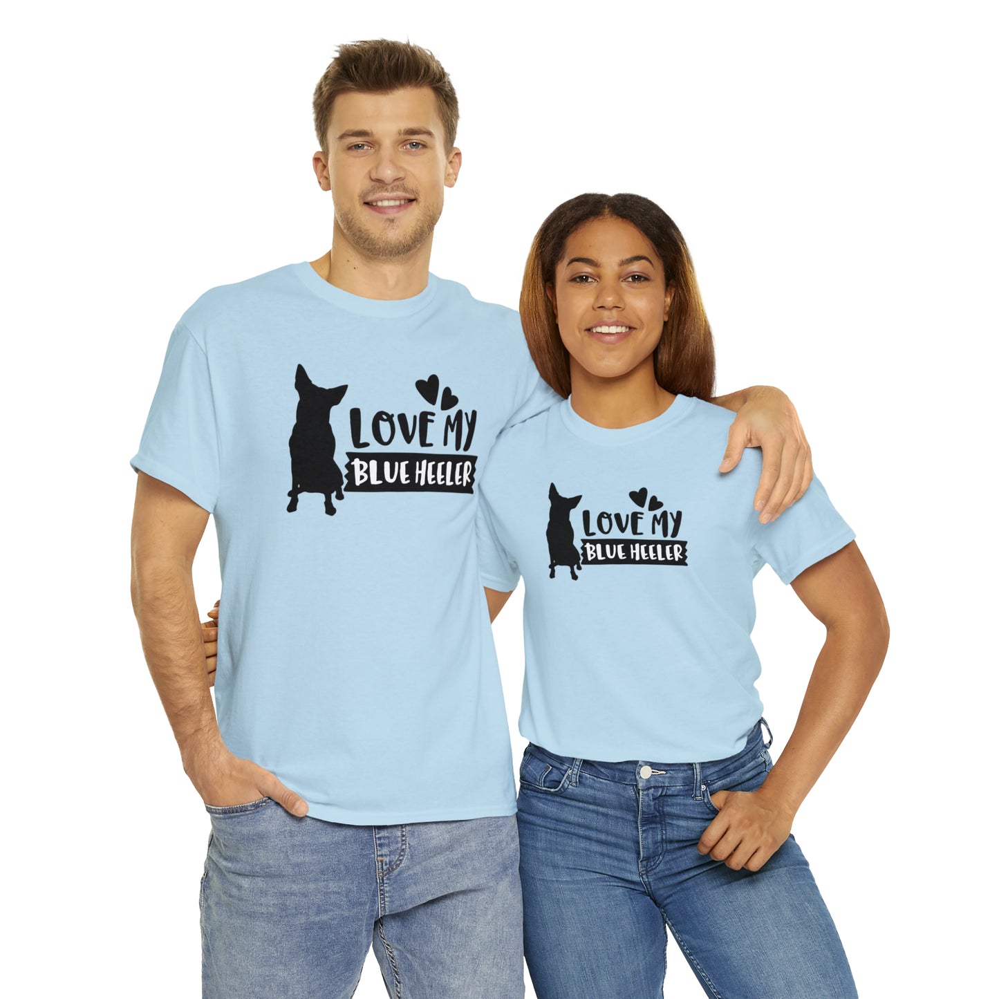 BLUE HEELER LOVE TEE-Unisex Heavy Cotton Tee