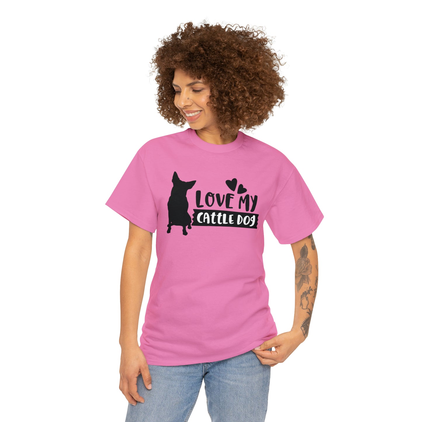 CATTLE DOG LOVE TEE-Unisex Heavy Cotton Tee