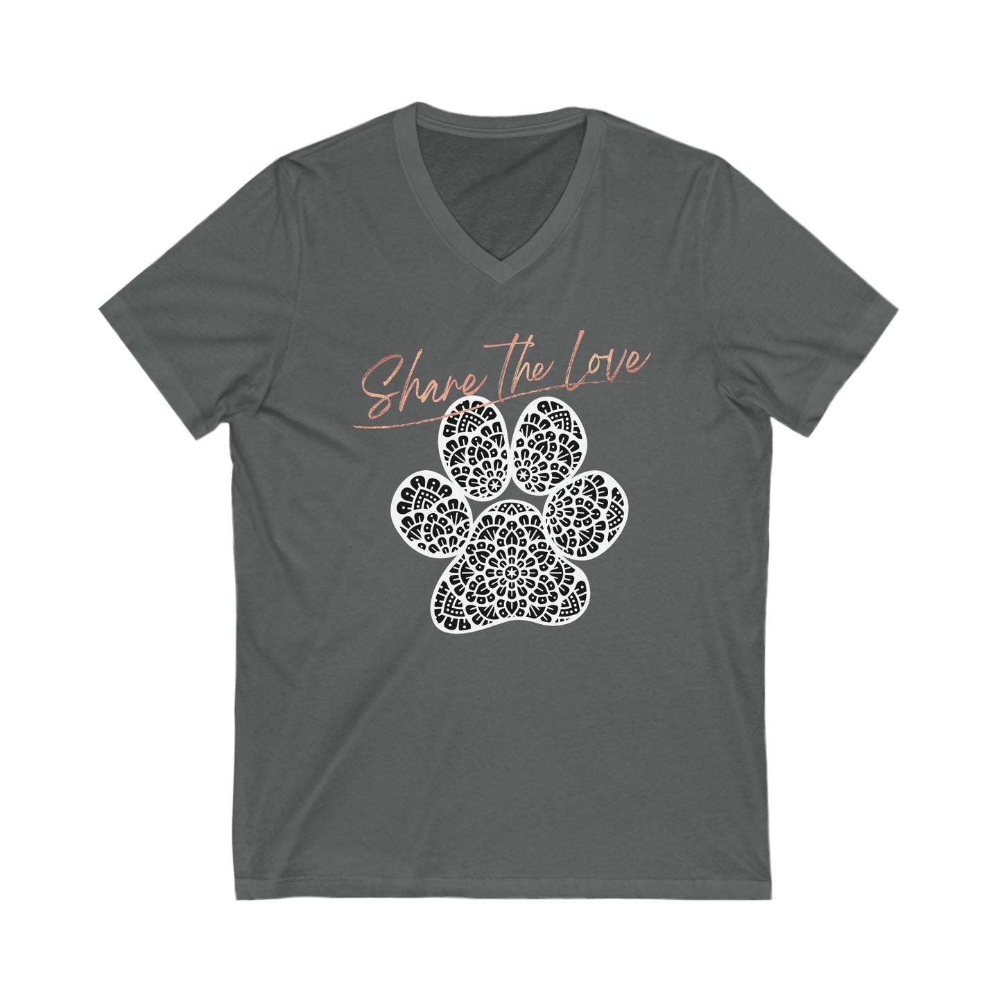 SHARE THE LOVE-PAW-Unisex Jersey Short Sleeve V-Neck Tee