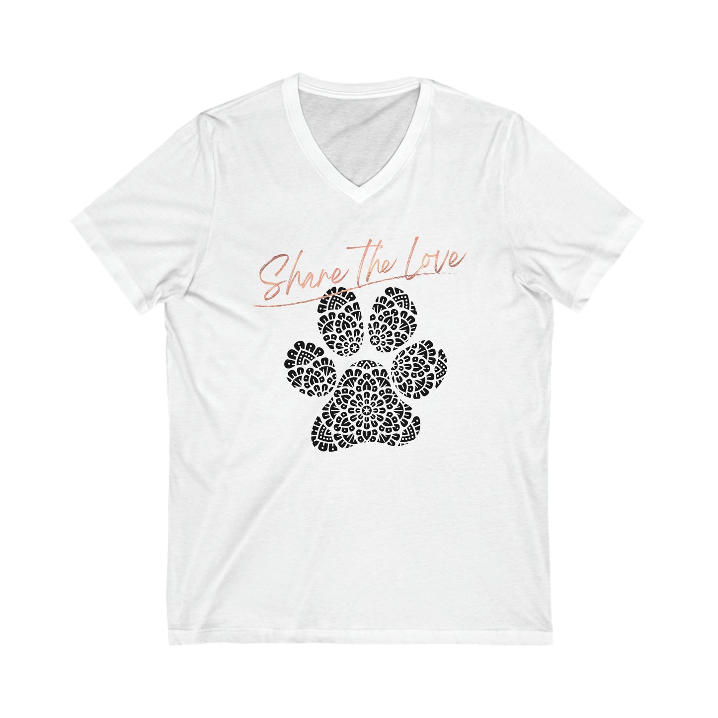 SHARE THE LOVE-PAW-Unisex Jersey Short Sleeve V-Neck Tee