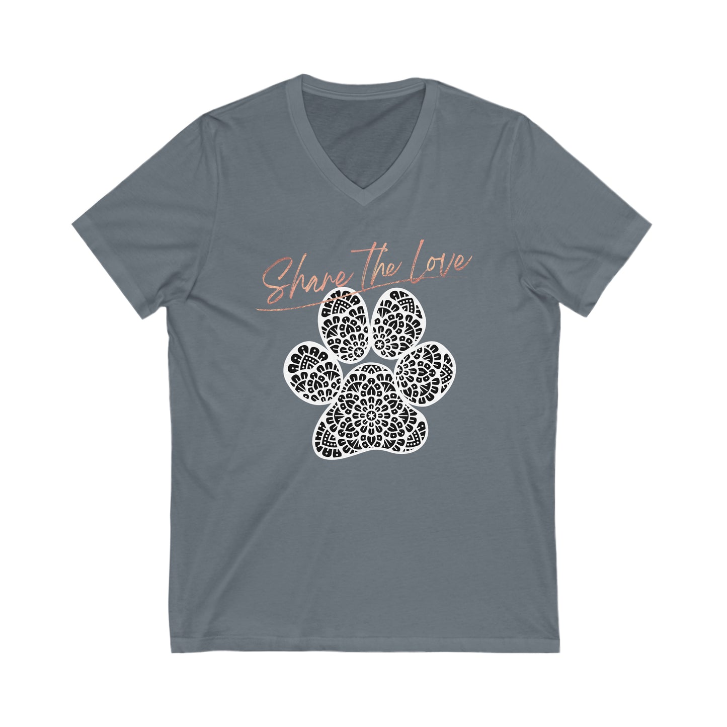 SHARE THE LOVE-PAW-Unisex Jersey Short Sleeve V-Neck Tee