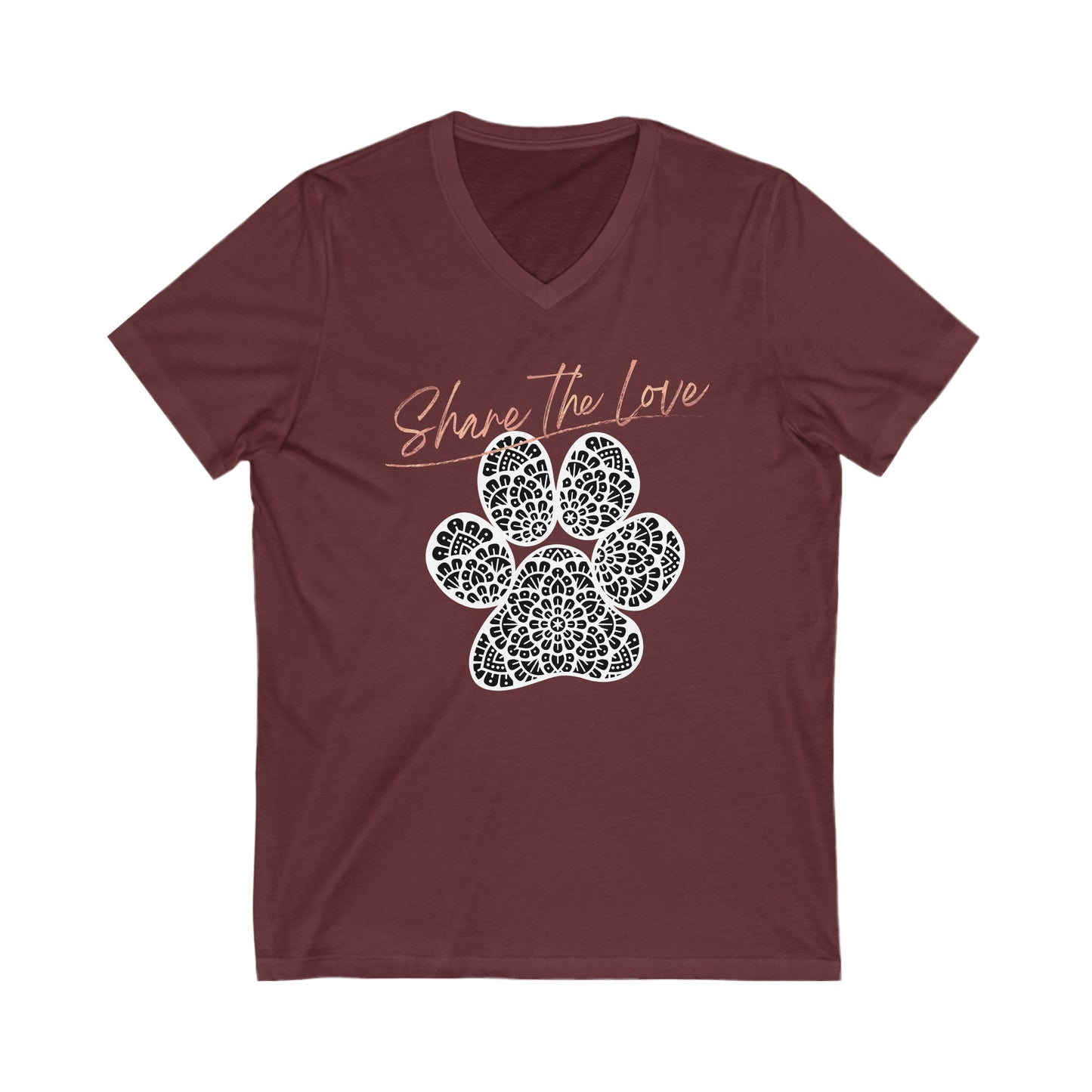 SHARE THE LOVE-PAW-Unisex Jersey Short Sleeve V-Neck Tee