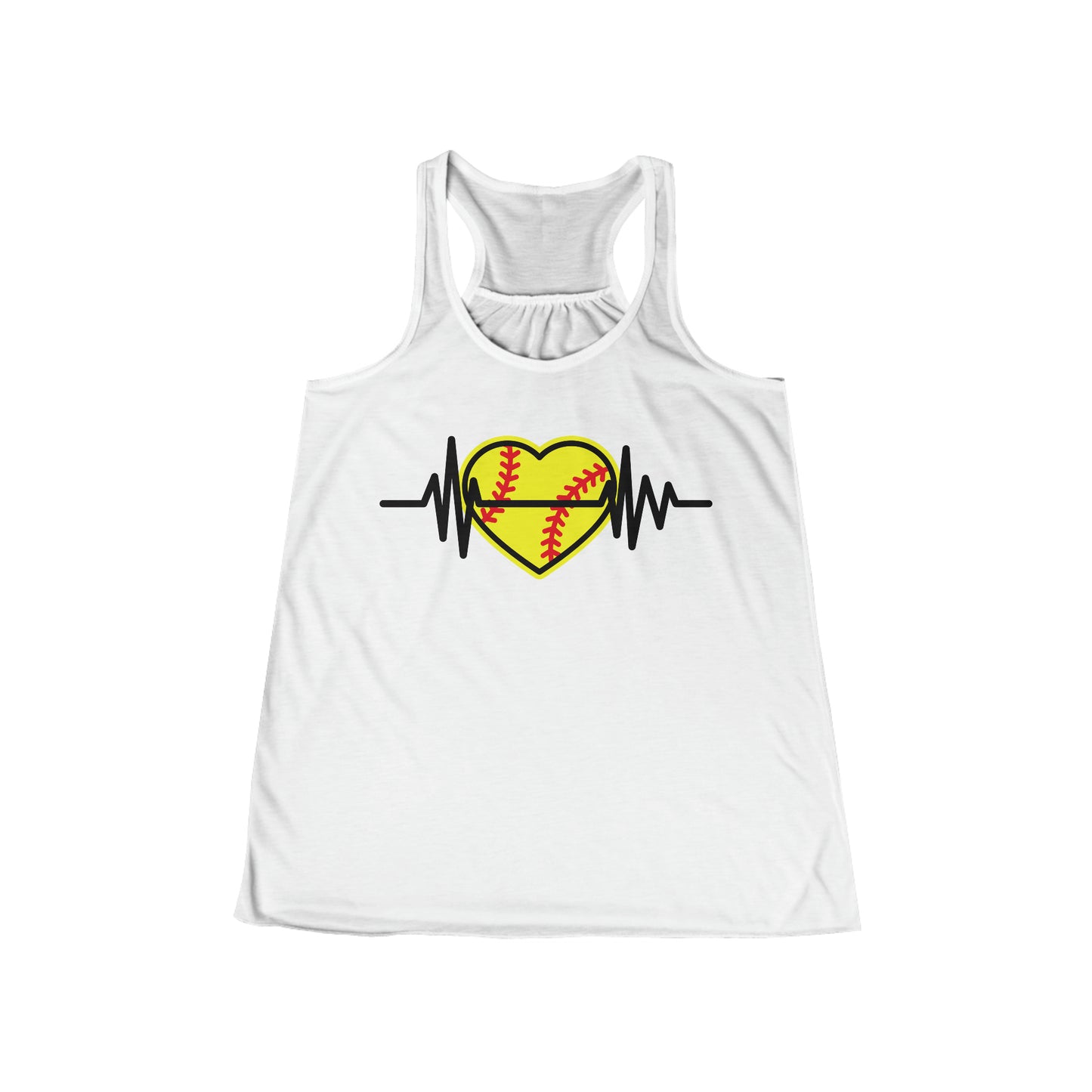 SOFTBALL HEARTBEAT-Women's Flowy Racerback Tank