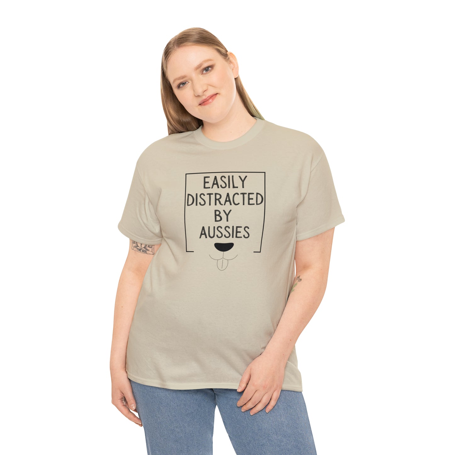 DISTRACTED BY AUSSIES TEE--Unisex Heavy Cotton Tee