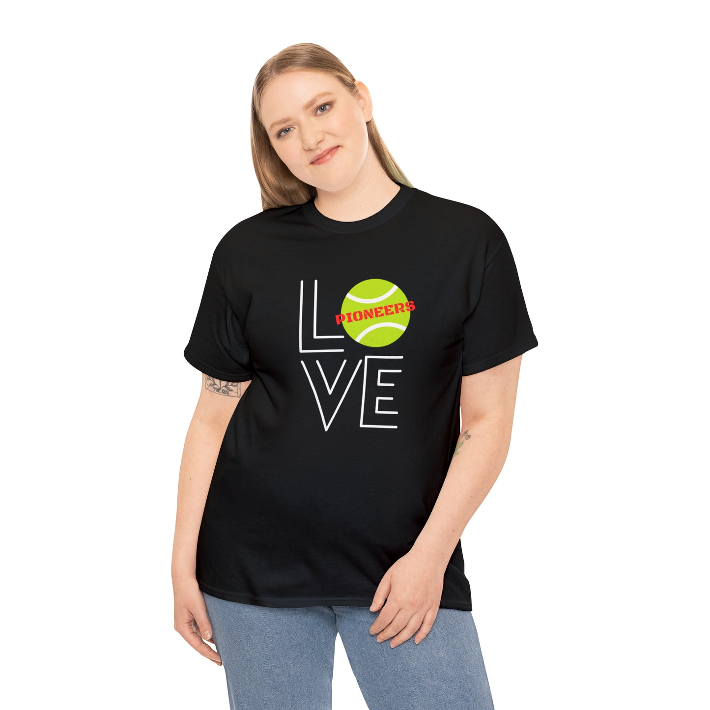 Omak Pioneers Tennis LOVE Tee-Unisex Heavy Cotton Tee