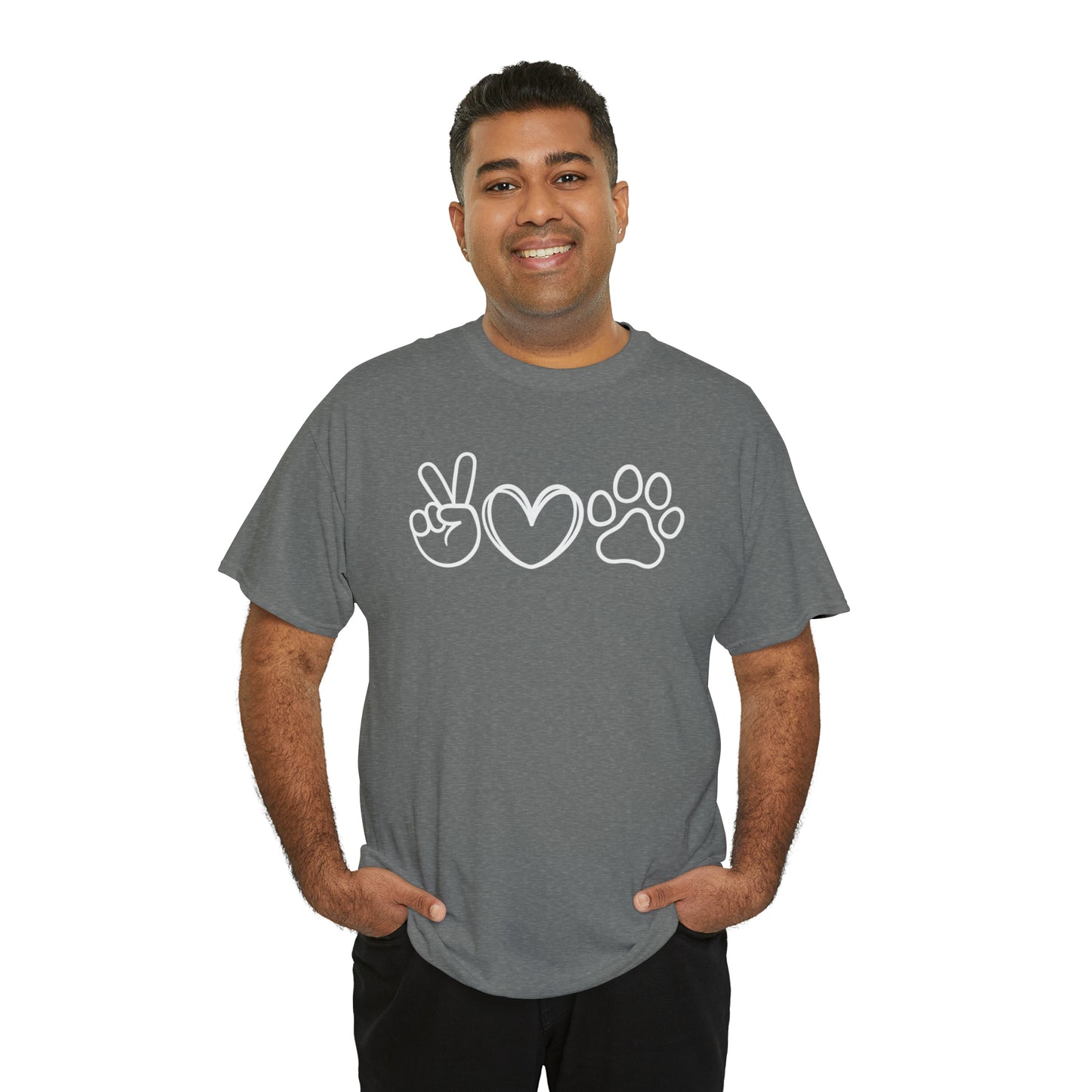 PEACE-LOVE-PAW TEE-ALL PROCEEDS DONATED TO ANIMAL RESCUE